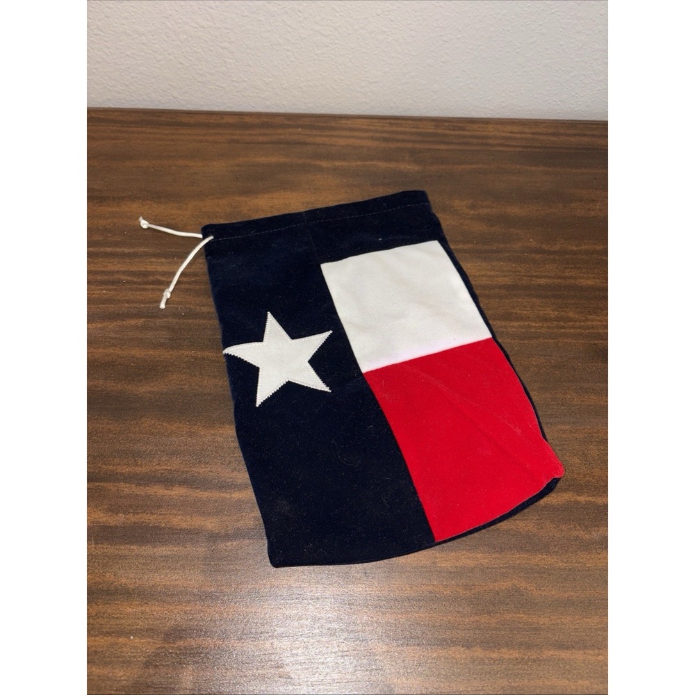 Texas State Velvet Flag Bag 7"x10" with White Drawstring